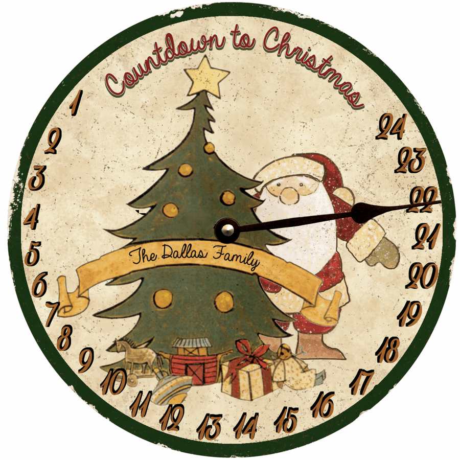 Countdown To Christmas Clock- Christmas Tree Clock- Countdown