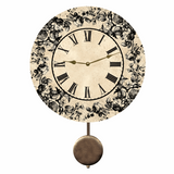 Black Floral Pendulum Clock