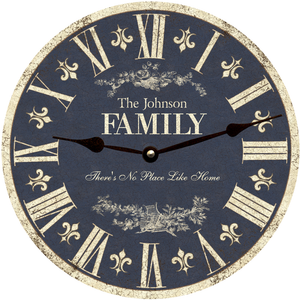 French Country Blue Family Name Clock