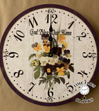 Pansy Clock- God Bless Our Home