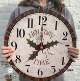 Holiday Wall Clock-Christmas Clock- Mistletoe Clock
