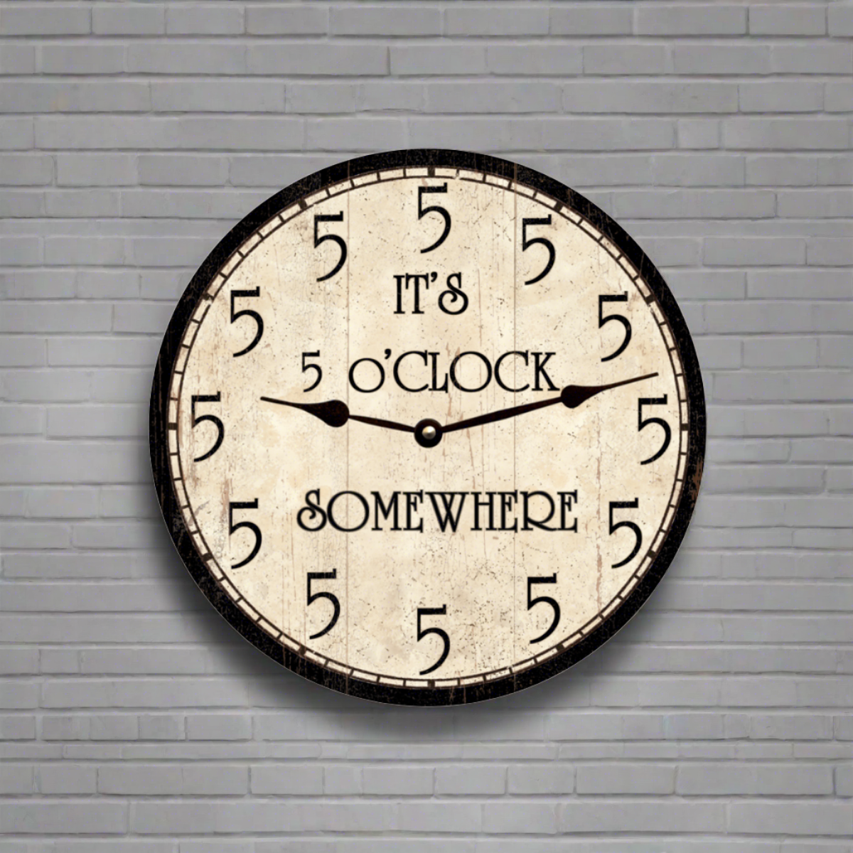 It's 5 o'Clock Somewhere Clock- Five o' Clock Wall Clock | Time Flies ...