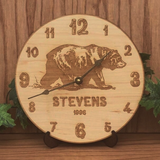 Personalized Bear Wall Clock- Wooden Bear Lodge Clock