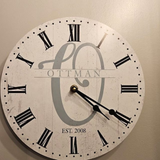 Monogram Clock- Personalized Monogram Clock- White Monogram Clock