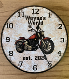 Motorcycle Clock with Custom Wording  - hanging