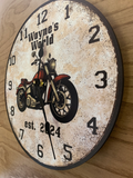 Motorcycle Clock with Custom Wording - side