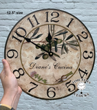 Unique Custom Olive Branch Wall Clock 