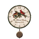 Personalized Christmas Pendulum Clock with Cardinal Design