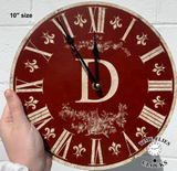 Red Monogram Clock
