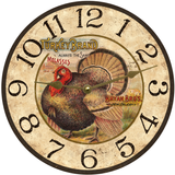 Rustic Turkey Wall Clock - Gold Hands