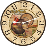 Rustic Turkey Wall Clock - White Hands