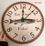 Personalized Salmon Fishing Clock- Fisherman Clock- Custom Name Clock