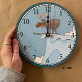 Ski Moose Clock- Moose Wall Clock- Ski Clock