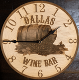 wooden wine bar clock