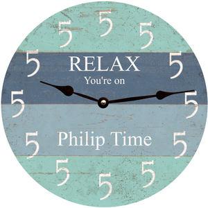 Personalized Five O' Clock Somewhere Beach Clock black hands