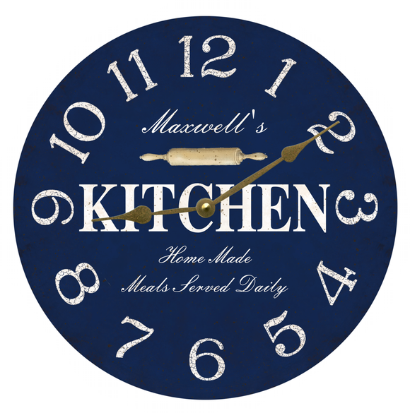 Personalized Blue Kitchen Clock