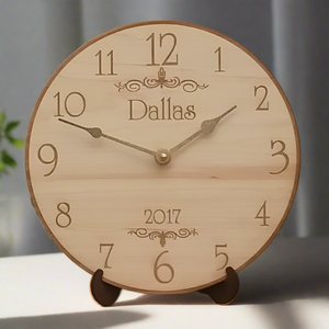 Personalized Family Name Clock- Laser Engraved Wooden Wall Clock