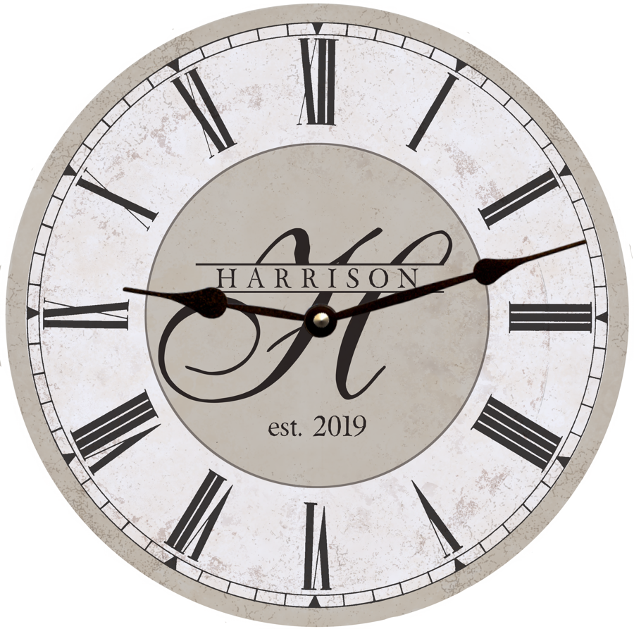 Household Clock Personalized Gray Wedding Clock