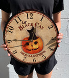 Lil "Little" Black Cat Clock-Halloween Holiday Clock