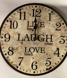 Live Laugh Love Wall Clock - Rustic Brown Clock
