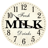 Milk Clock with black hands