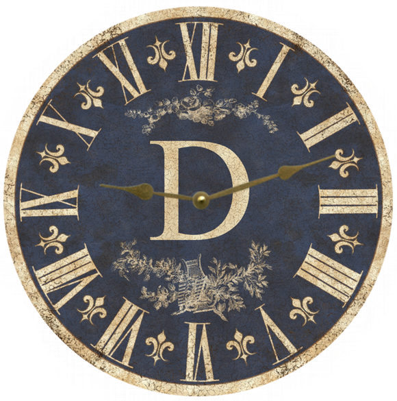 Personalized Monogram Clock- Blue Clock- Blue Toile Clock