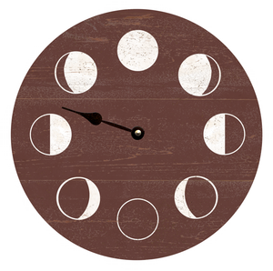 maroon Moon Phase Wall Clock