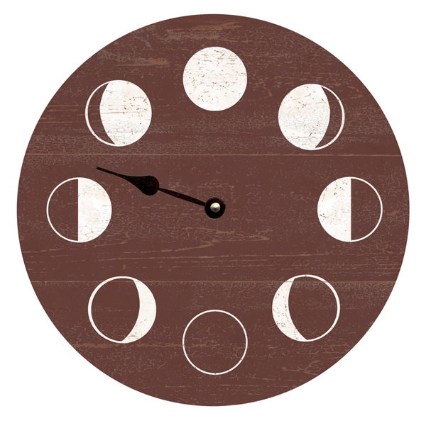 maroon Moon Phase Wall Clock