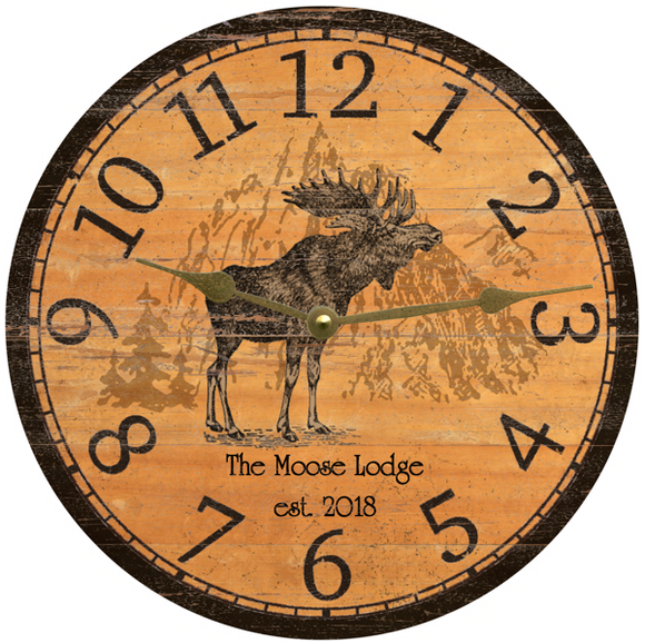 Personalized Moose Wall Clock with Gold Hands