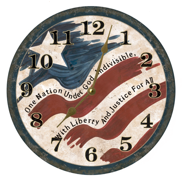 Old Glory Patriotic Clock with Gold Hands