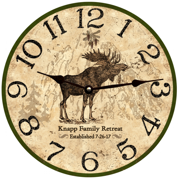 Moose Clock with black hands