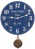 Personalized Blue Farmhouse Pendulum Wall Clock