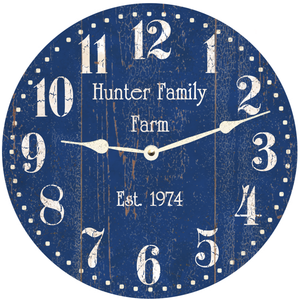Personalized Blue Farmhouse Wall Clock
