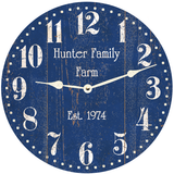 Personalized Blue Farmhouse Wall Clock