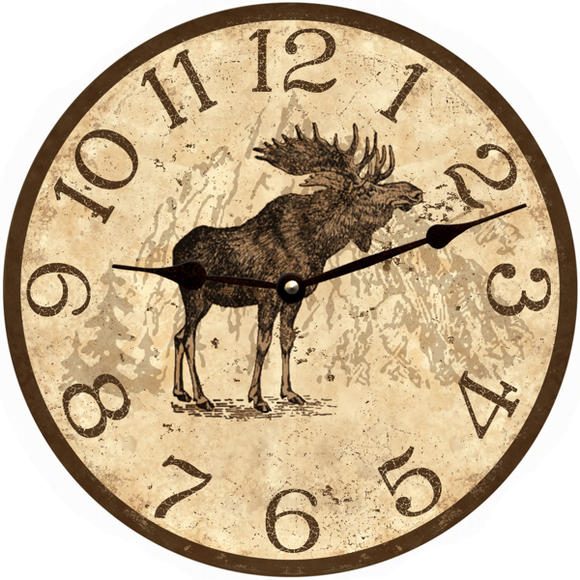 Rustic Moose Clock with Black Hands