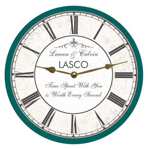 Teal Anniversary Clock- Personalized Anniversary Clock- Time Spent With You Is Worth Every Second