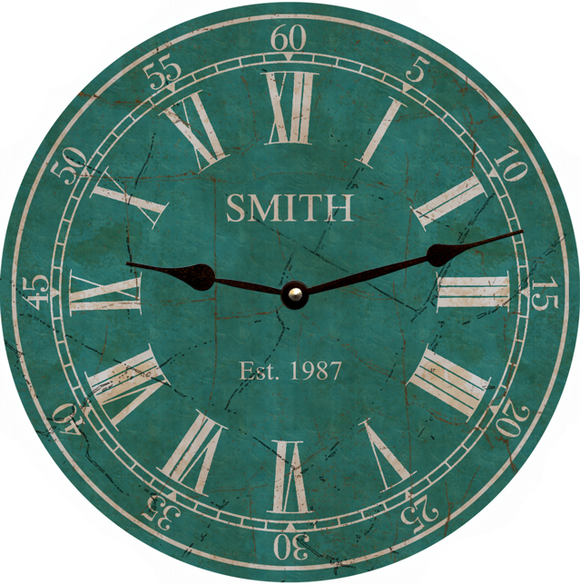 Personalized Teal Wall Clock