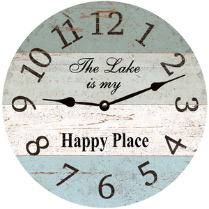 The Lake Is My Happy Place Clock black hands