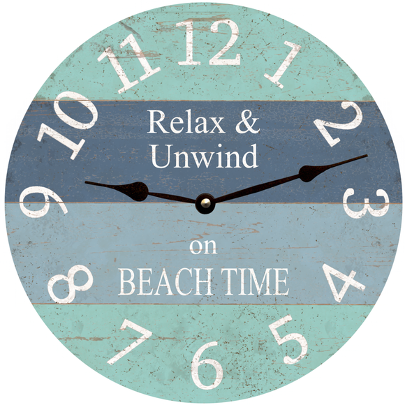 Relax And Unwind Beach Time Clock 