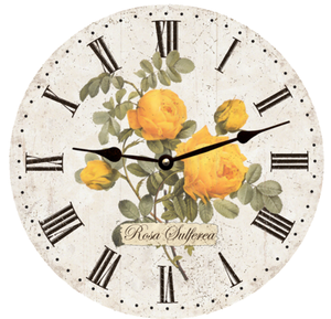 Yellow Rose Clock- Friendship Clock with Black Hands