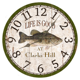 Personalized Bass Fishing Clock Silver Hands