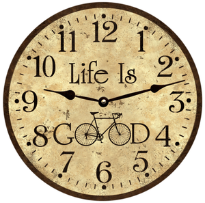 Oversized Rustic Life Is Good Wall Clock- Large Rustic Bicycle Wall Clock