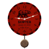 Personalized Animal Clock- Bear Nursery Clock with pendulum