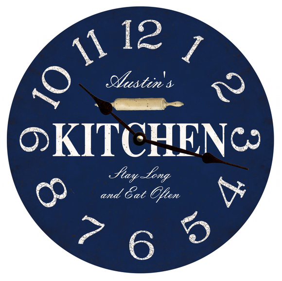 Personalized Blue Kitchen Clock