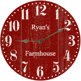 Personalized Deep Red Clock- Deep Red Wall Clock