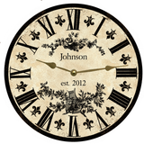 Personalized Clock- Personalized Fleur De Lis Clock with Gold Hands