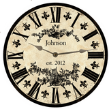 Personalized Clock- Personalized Fleur De Lis Clock with Silver Hands