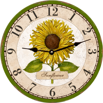 Sunflower Clock with Black Hands