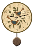 Primitive Folk Birds Pendulum Clock