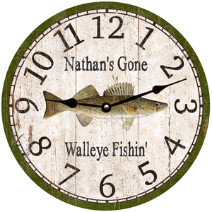 Personalized Walleye Clock with Black Hands